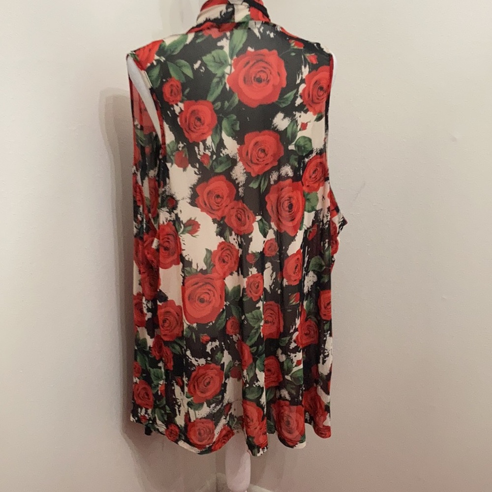 EUC Crazy Train Ruidosa Rose Red + White & Black Sleeveless Kimono Size XL - Picture 6 of 12